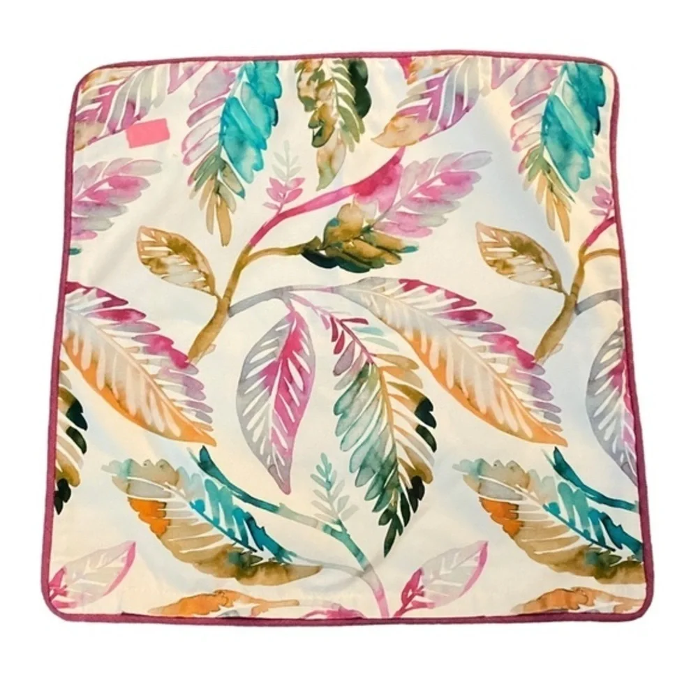 Custom Hot Pink Trimmed Leaf Botanical Print Throw Pillow Covers 22